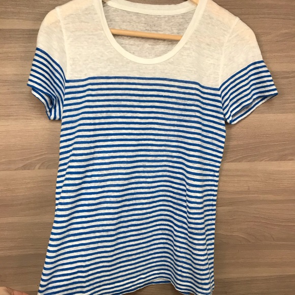 J. Crew Engineer Stripe Linen T-shirt Medium - Picture 2 of 5